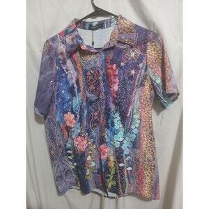 Just Fashion Now Mulicolor Button Up Long Sleeve Shirt Blouse Adult Women's XL
